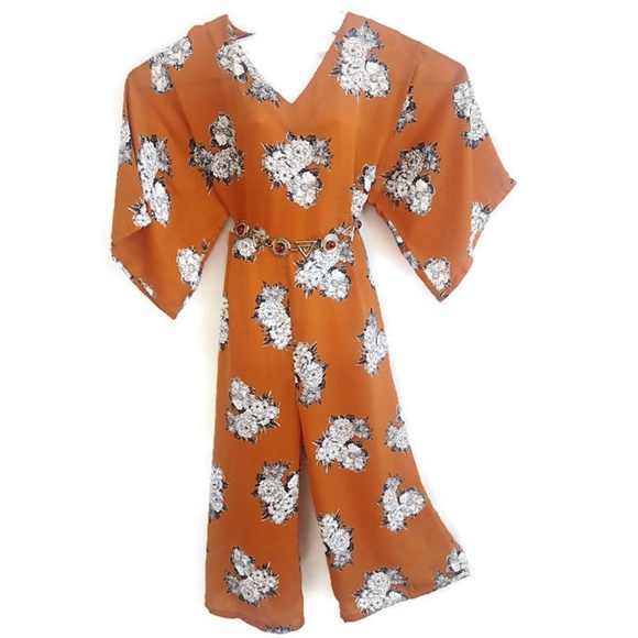 ASOS Pants - ASOS Jumpsuit Crop Floral Kimono Sleeves V Neck 12